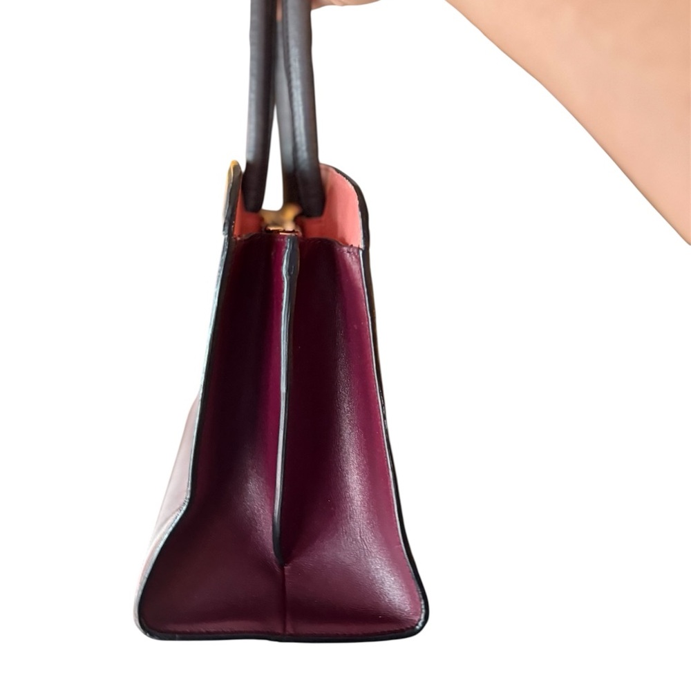SOLD!!! BVLGARI Isabella Rossellini Icona 10 Bordeaux Grey Leather Tote Handbag - Picture 3 of 6